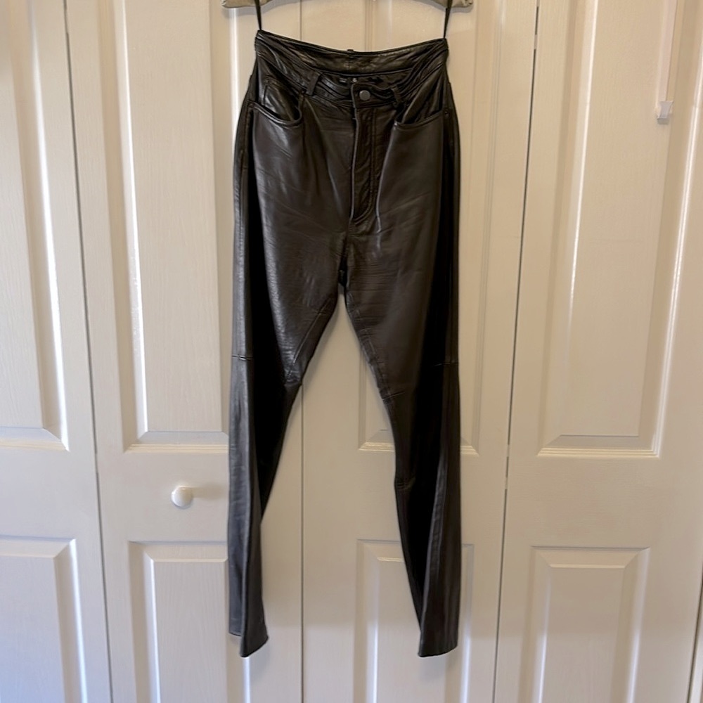 North Beach Leather / Michael Hoban chocolate brown lamb skin leather pants